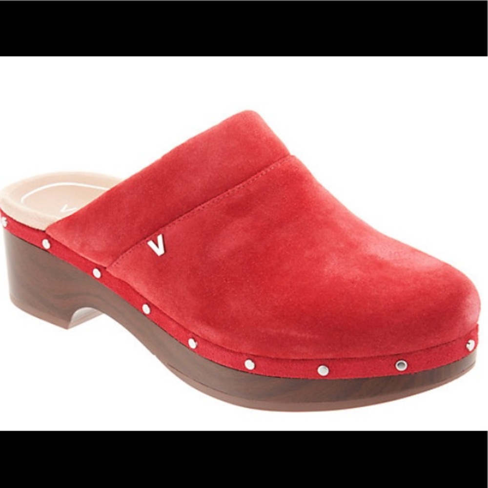 VIONIC KACIE SUEDE CLOGS-RED-NIB